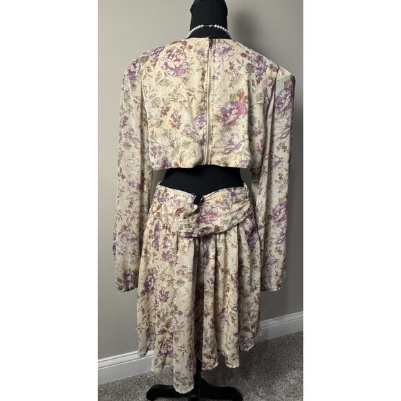 NWT Rosevelvet side cut out floral flowy long sleeve dress 1X - Picture 3 of 9